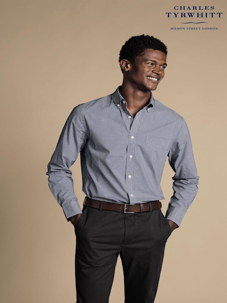Charles Tyrwhitt Slim Fit Mini Gingham Non-Iron Stretch Poplin 100% Cotton Shirt (873308) | 4 206 грн