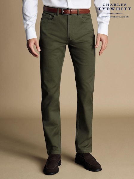 Charles Tyrwhitt Green Twill Classic Fit 5 Pocket Jeans (873318) | $164