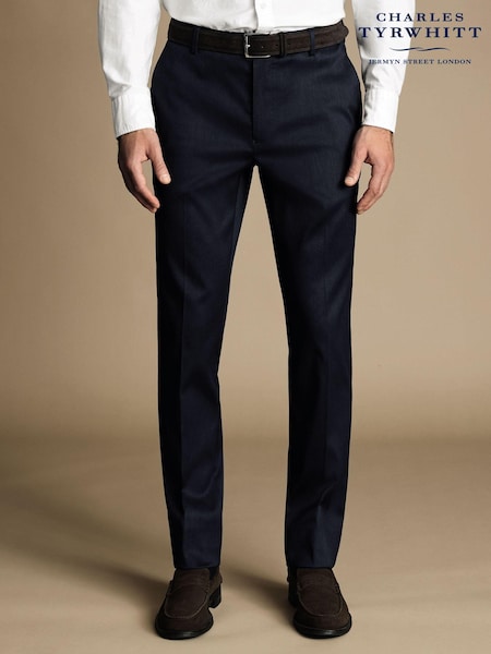 Charles Tyrwhitt Blue Classic Fit Smart Texture Trousers (873328) | 396 QAR