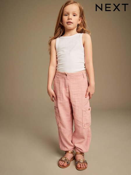Pink Linen Mix Cargo Trousers (3-16yrs) (873365) | €11 - €15