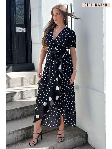 Girl In Mind Black Polka Dot Farren Wrap Maxi Dress (873370) | €30