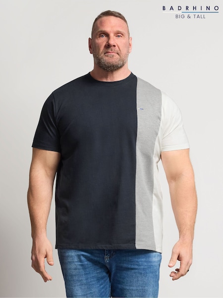 Μπλε - Regular Badrhino Big & Tall Cut & Sew T-shirt