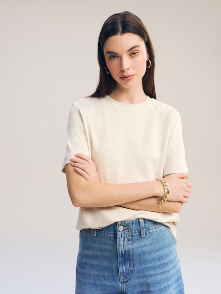 Oatmeal Cream Heavyweight Short Sleeve Crew Neck T-Shirt (873794) | $24