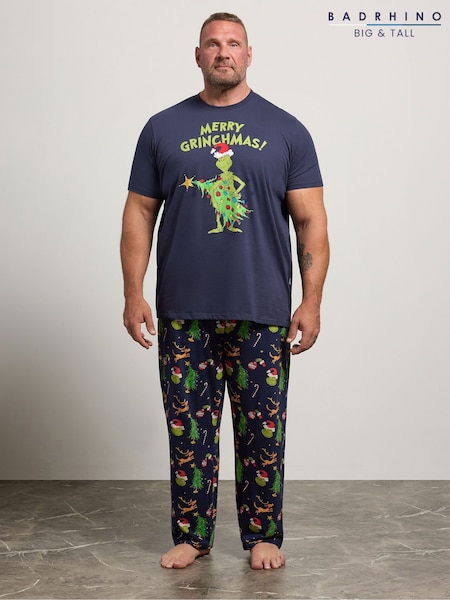 Blau - Regular Badrhino Big & Tall Grinch Pyjamas Set