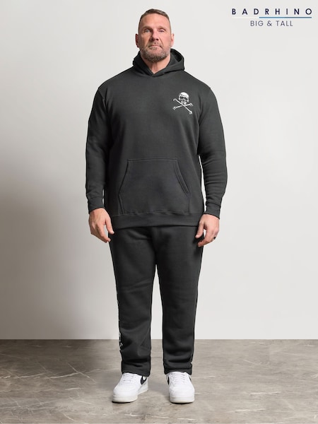 Black - Regular Badrhino Big & Tall Side Skull Open Hem Joggers