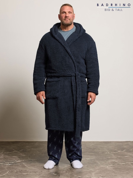 Көк - Regular Badrhino Big & Tall Super Soft Borg Dressing Robe
