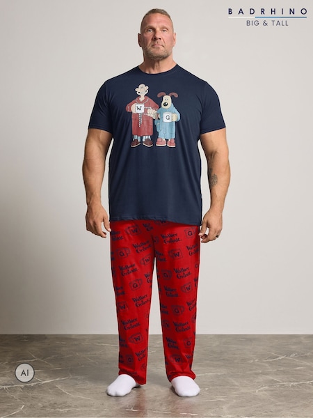 Blue - Regular Badrhino Big & Tall Wallace & Gromit Pyjamas Set