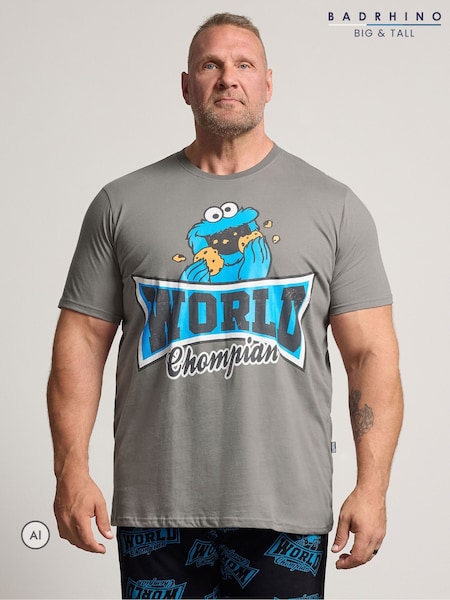 Blue - Regular Badrhino Big & Tall Cookie Monster Pyjamas Set