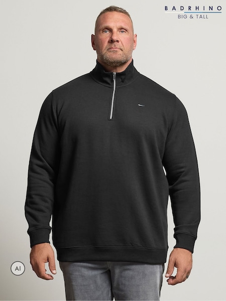 Black - Regular Badrhino Big & Tall Half Zip Sweatshirt