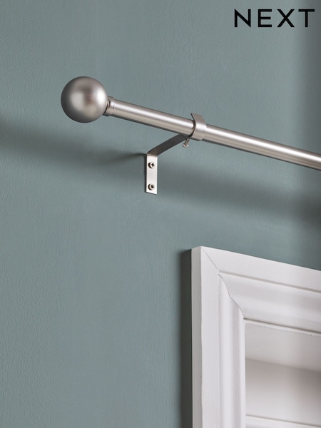 Brushed Silver Ball Finial Extendable Curtain 19mm Pole Kit (874200) | €23.50 - €36