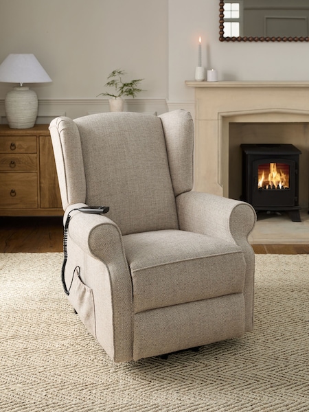 Chunky Weave Mid Natural Riser Recliner Sherlock Highback Armchair (874519) | €925