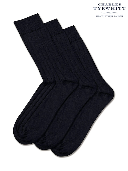 Charles Tyrwhitt Blue Merino Wool Winter Socks 3 Pack (874787) | €32