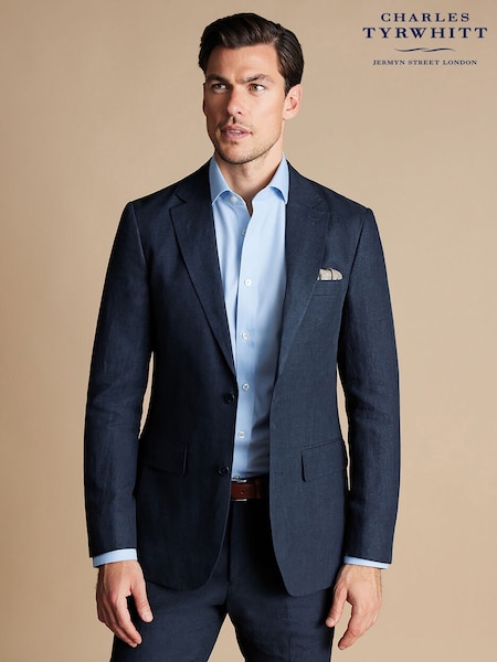 Charles Tyrwhitt Blue 100% Linen Slim Fit Jacket (874899) | R$ 2,470
