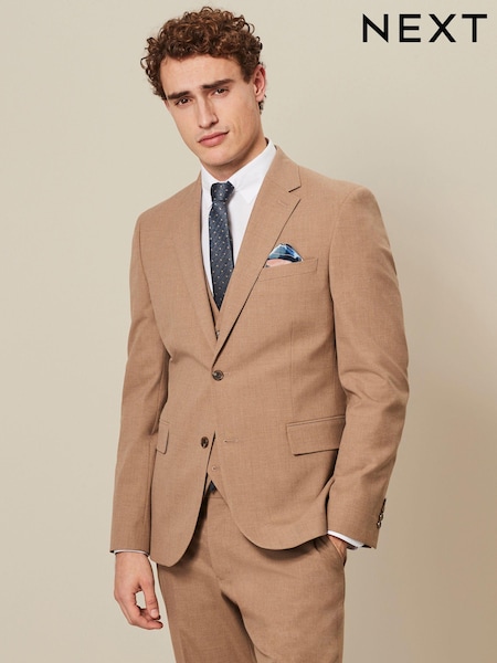 Marl Taupe Slim Fit Motionflex Stretch Suit Jacket (874917) | €31
