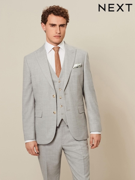 Grey Tailored Fit Textured Suit Jacket (874948) | AED173