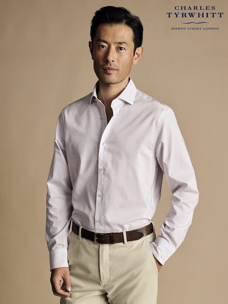 Charles Tyrwhitt Purple Diamond Non-iron Print Slim Fit 100% Cotton Shirt (875022) | R$ 640