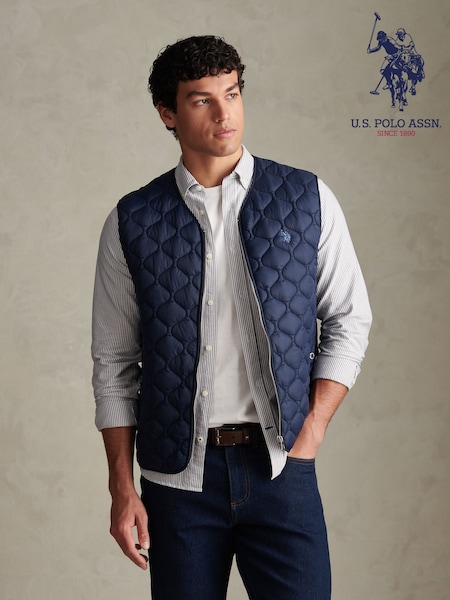 블루 - Regular U.s. Polo Assn. Onion Quilted Gilet