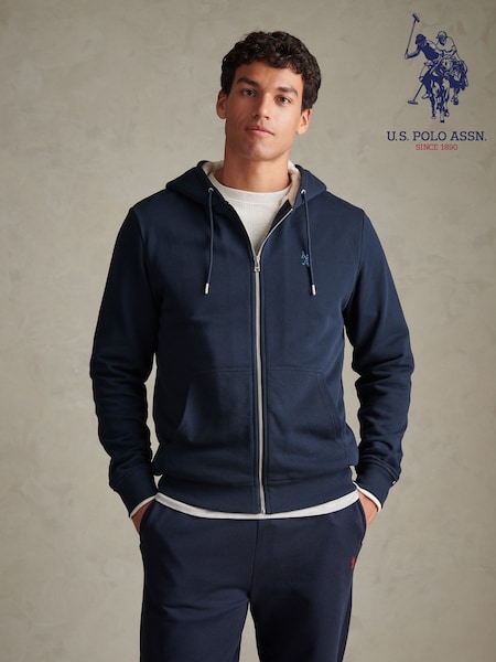 Blå - Regular U.s. Polo Assn. Borg-lined Zip-through Hoodie