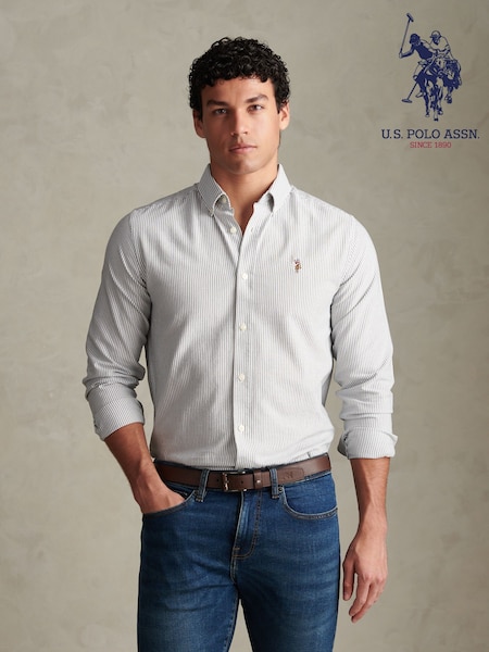 Green - Regular U.s. Polo Assn. Oxford Stripe Shirt