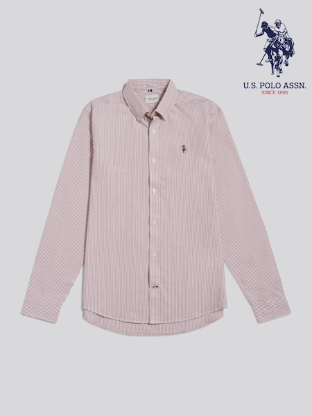 Brown - Regular U.s. Polo Assn. Oxford Stripe Shirt