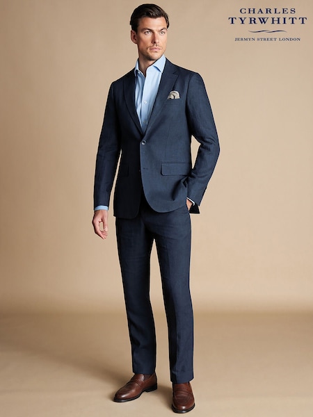 Charles Tyrwhitt Blue 100% Linen Classic Fit Jacket (875326) | R$ 2,470