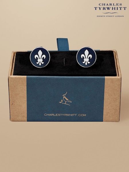 Charles Tyrwhitt Enamel Fleur De Lys Round Cufflinks (875349) | ¥ 7,890