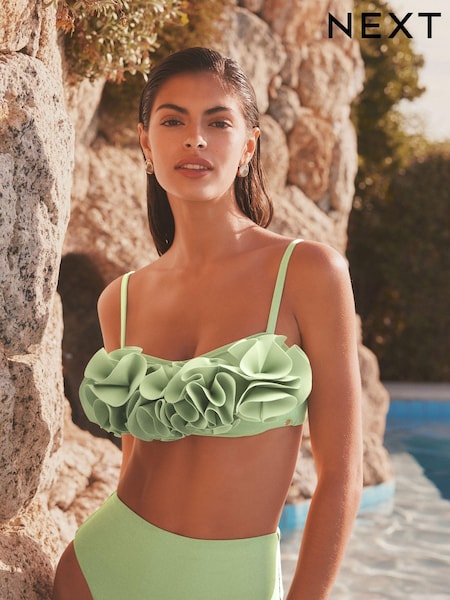Sage Green Ruffle Bandeau Bikini Top (875408) | €9