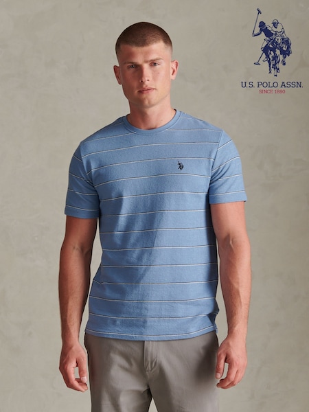 Blue - Regular U.s. Polo Assn. Flat Pile Terry Narrow Stripe T-shirt