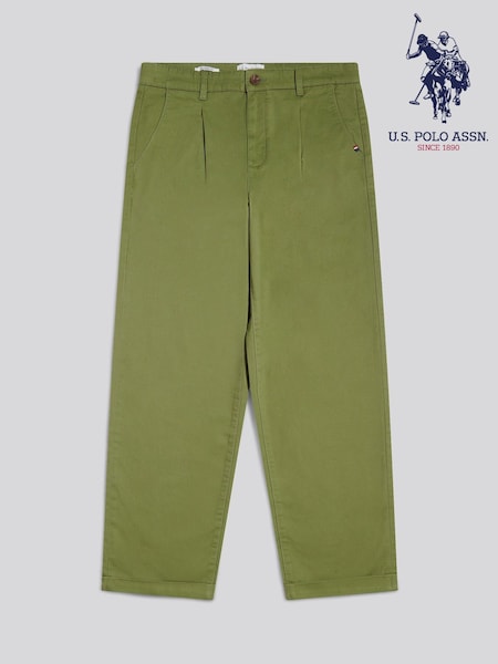 Green - Regular U.s. Polo Assn. Pleat Front Lightweight Chino Trousers
