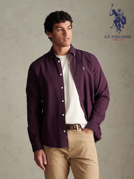 Rojo - Regular U.s. Polo Assn. Peached Oxford Shirt