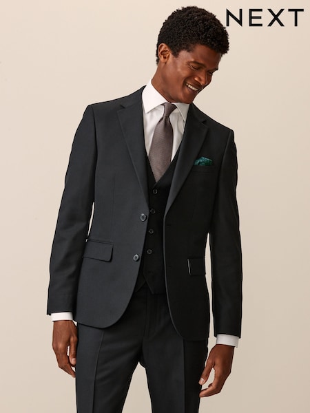 Black Slim Fit Textured Suit Jacket (875810) | €85
