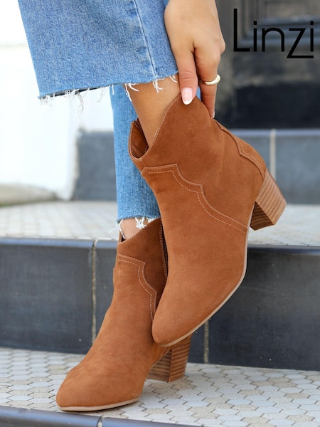 Linzi Natural Josie Western Style Ankle Boots With Pointed Toe (875832) | €30