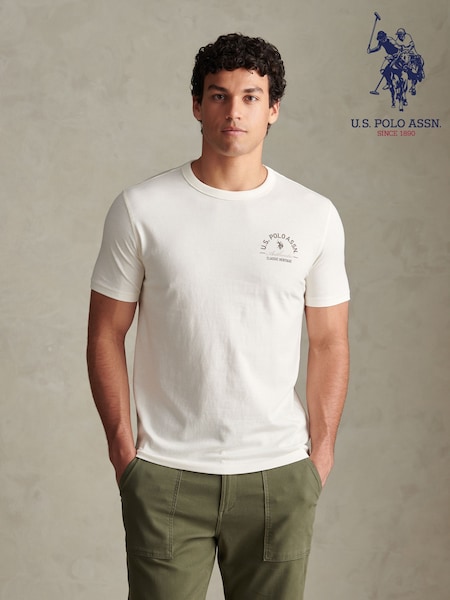 Cream - Regular U.s. Polo Assn. Classic Heritage Front & Back Graphic T-shirt