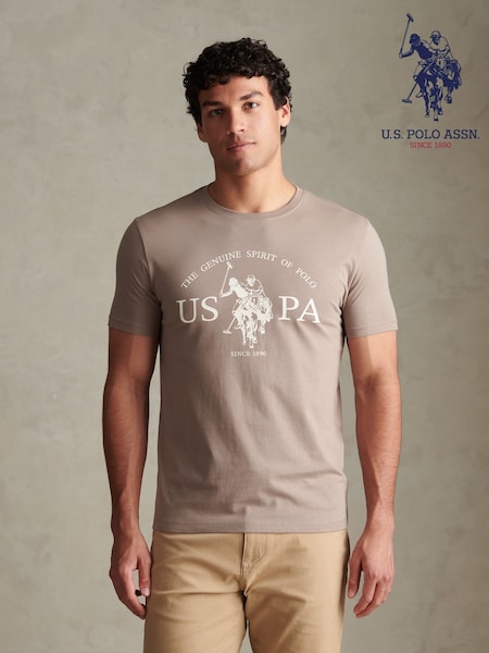 Natural - Regular U.s. Polo Assn. Uspa Print Graphic T-shirt