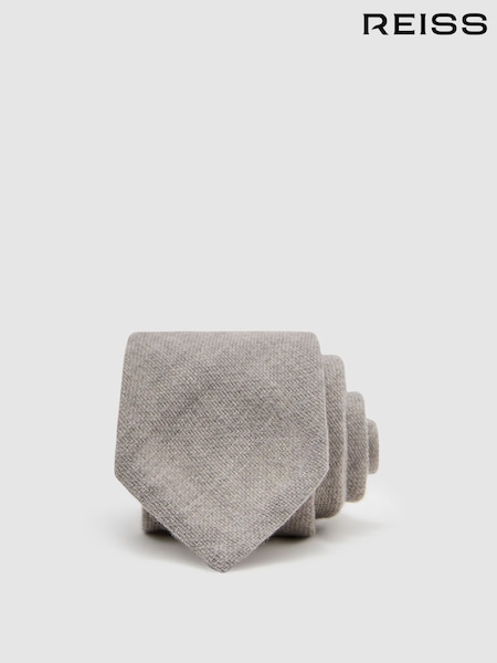 Weiches Grau - Regular Reiss Romolo Wool Woven Unlined Tie