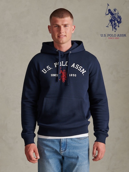 Blue - Regular U.s. Polo Assn Signature Arch Logo Hoodie