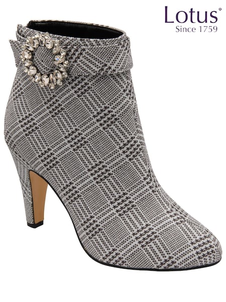 Lotus Silver Check-Print Shoe Boots (875990) | AED233