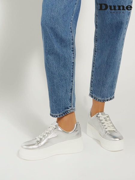 Dune London Silver Episode Flatform Sole Trainers (876193) | €59
