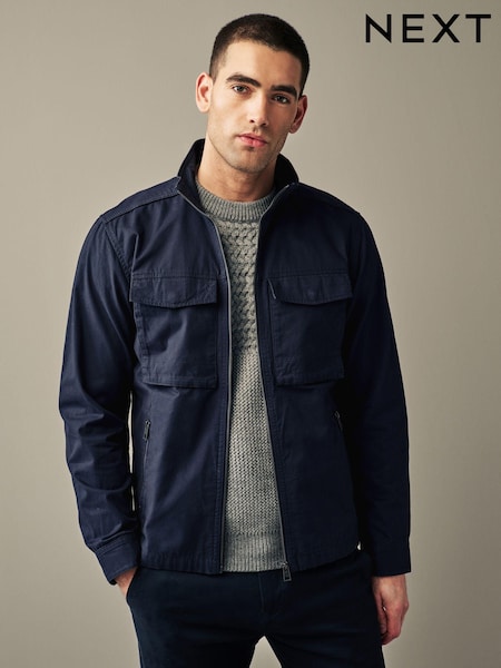 Navy 100% Cotton Zip-Up Shacket (876223) | €10
