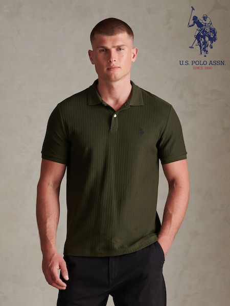 Green - Regular U.s. Polo Assn. Herringbone Texture Polo Shirt