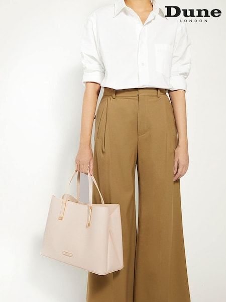 Dune London Cream Chrome Dorry Large Unlined Tote Bag (876352) | €113