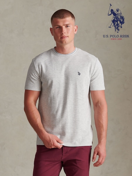 Grey - Regular U.s. Polo Assn. Honeycomb Pique Tipped T-shirt