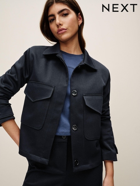 Navy Twill Boxy Jacket (876762) | AED70