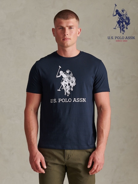 Navy Blue - Regular U.s. Polo Assn. Large Double Horsemen Graphic T-shirt