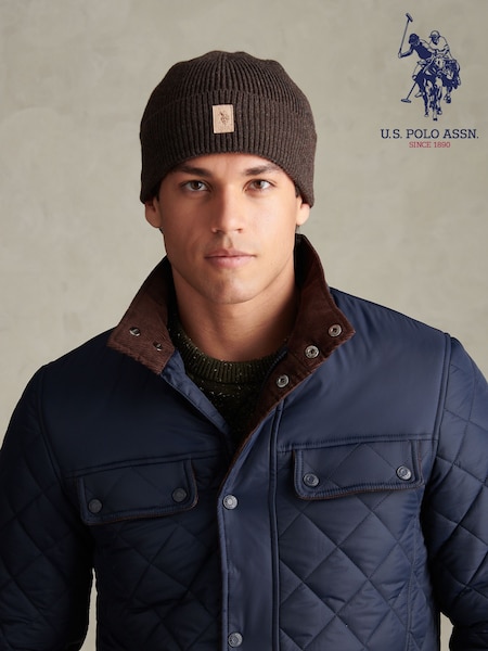 Brun - Regular U.s. Polo Assn. Signature Double Horsemen Knit Beanie