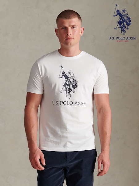 Blanco - Regular U.s. Polo Assn. Large Double Horsemen Graphic T-shirt