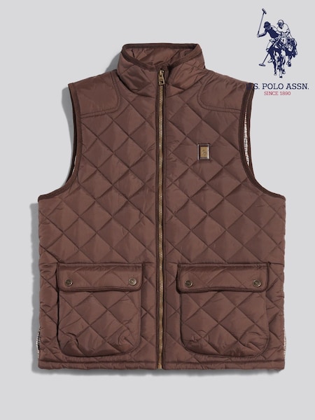 Smeđa - Regular U.s. Polo Assn. Quilted Country Gilet