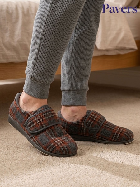 Grey - Regular Pavers Easyfit Sven Extra Wide Adjustable Fasten Slippers