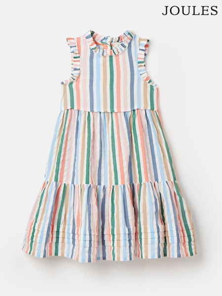 Joules Girls' Poppie Multi Stripe Tiered Dress (877276) | €28.50 - €34.50