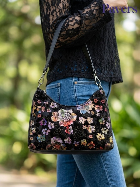 Black Floral - Pavers Lightweight Cross-body Bag